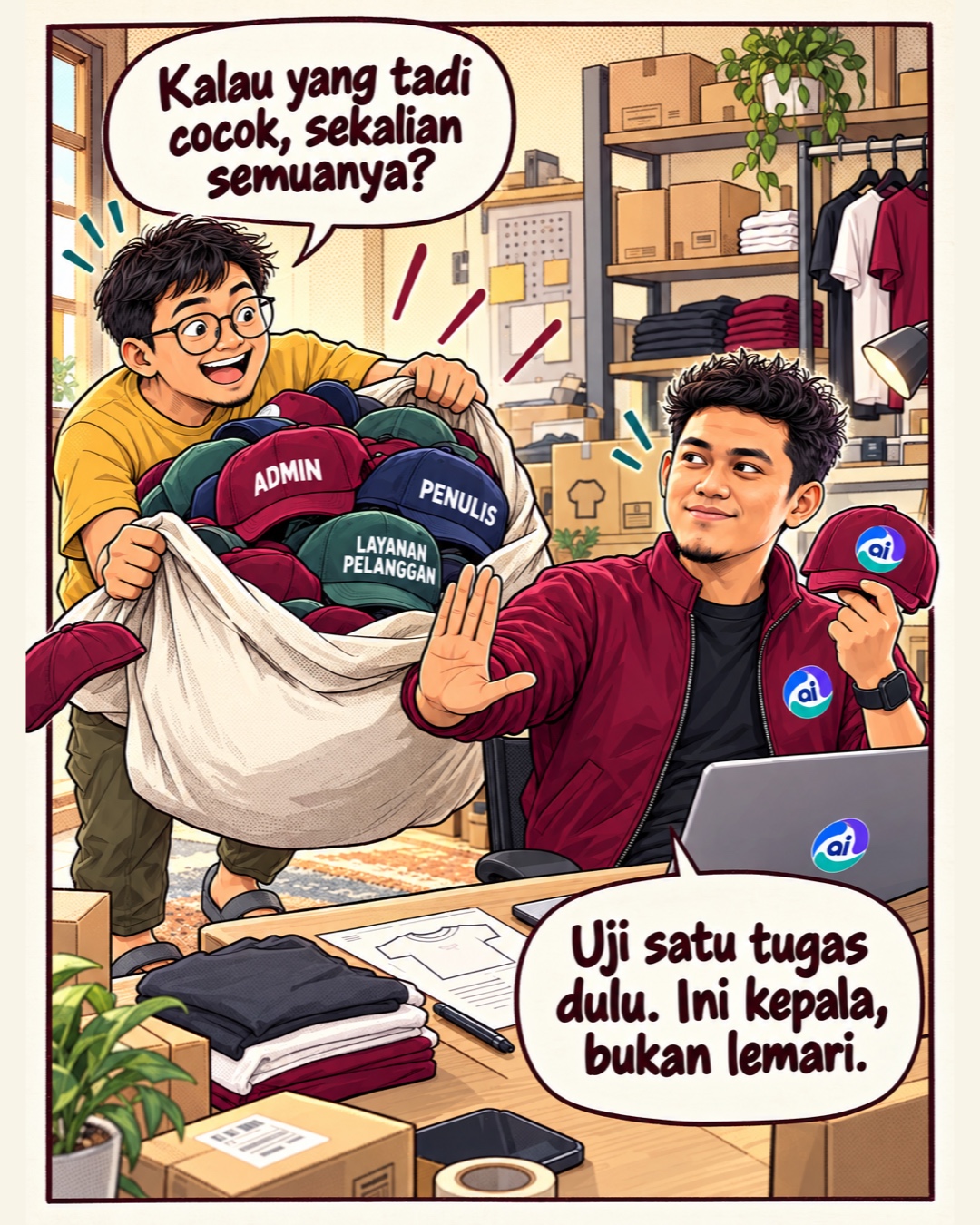 Komik Howitt soal AI dan Pekerjaan: Cara Tim Usaha Kecil Menguji Dampaknya, slide 5 dari 5