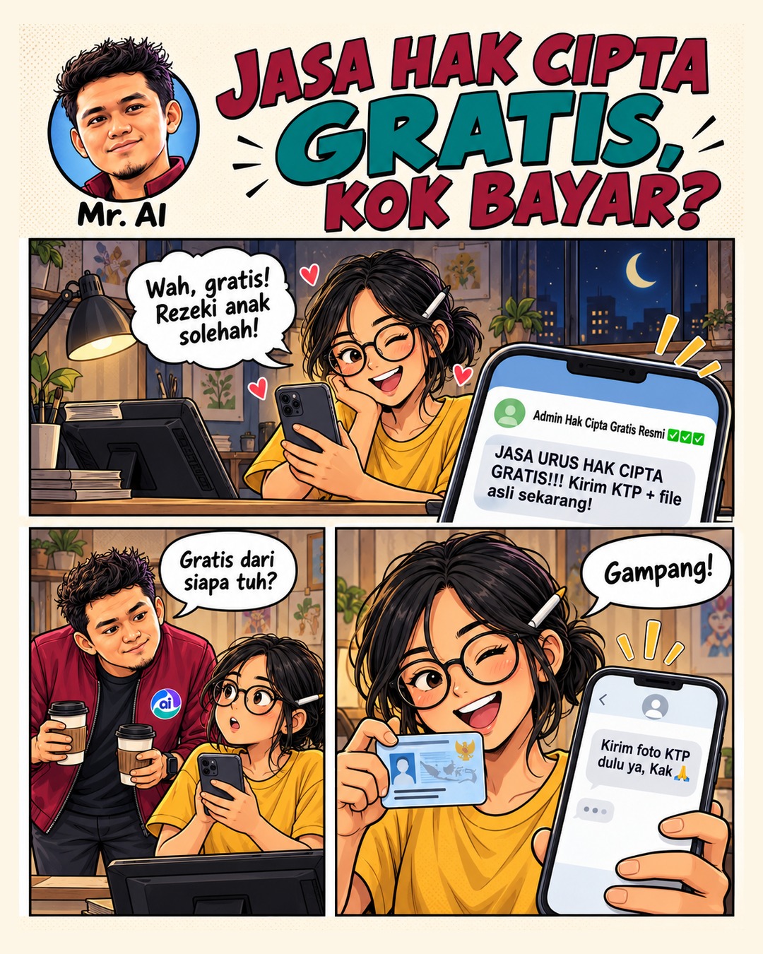 Komik Pencatatan Hak Cipta Akan Gratis: Siapkan Daftar Aset Kreatif Anda, slide 1 dari 5