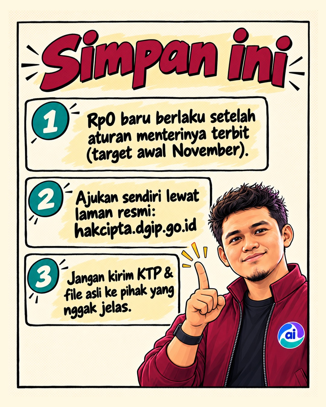 Komik Pencatatan Hak Cipta Akan Gratis: Siapkan Daftar Aset Kreatif Anda, slide 5 dari 5